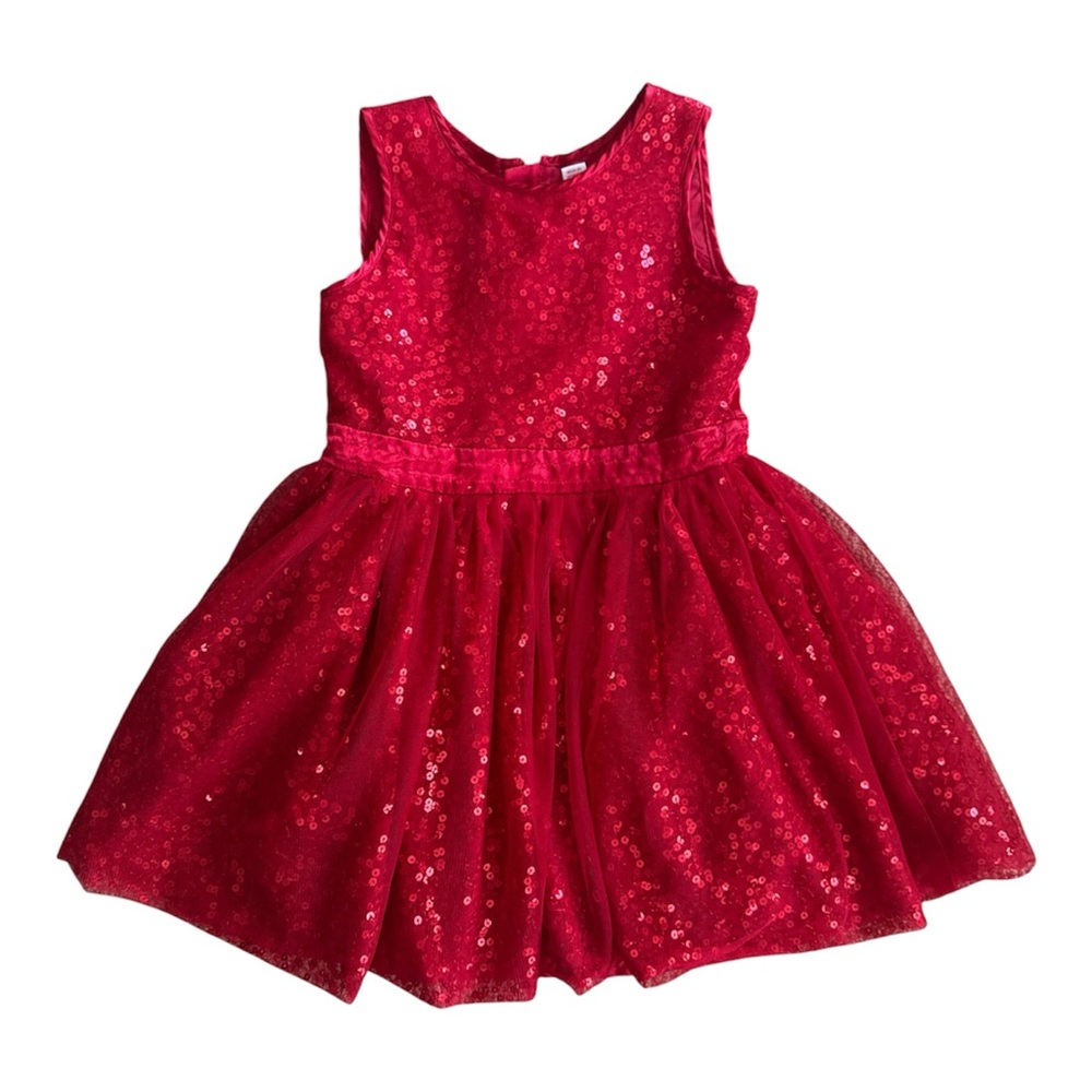 CAT & JACK Red Sequin Tulle Party Holiday Formal Dress for Kids Girls Size 5T